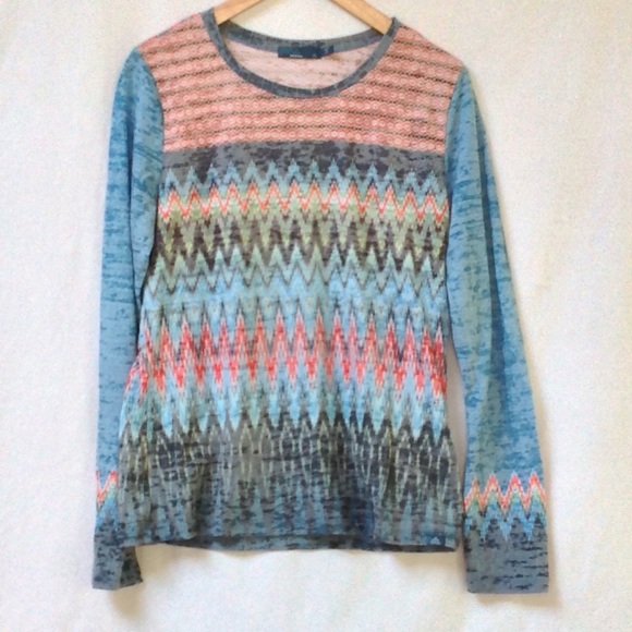 Prana Tops - PRANA Long Sleeve Tee Tribal Chevron Cotton XL